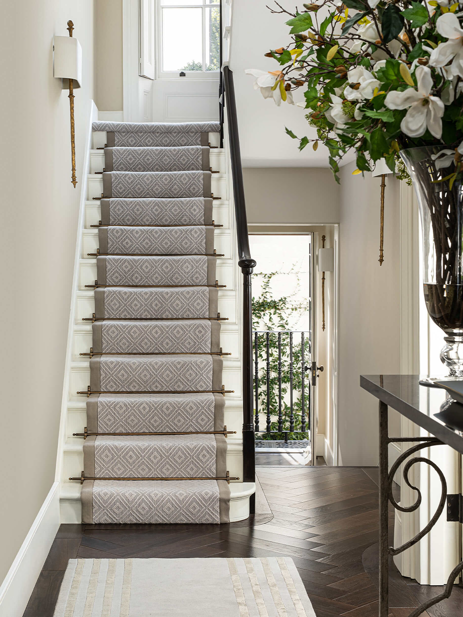 Modern Staircase and Herringbone Flooring Modern Staircase and Herringbone Flooring